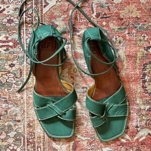 Alberto Fermani Green Leather Sandals